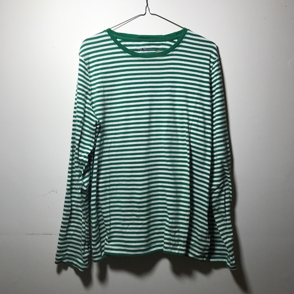 L.L. Bean Tops - L.L. Bean Vintage Long Sleeve Green Striped Shirt